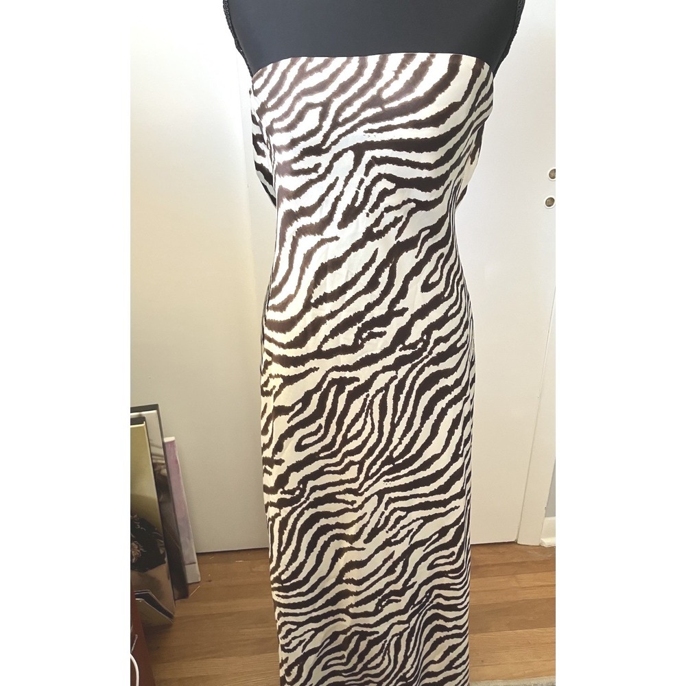 Y2k Satin Strapless Maxi Slip Dress Animal Print size small - Picture 2 of 7